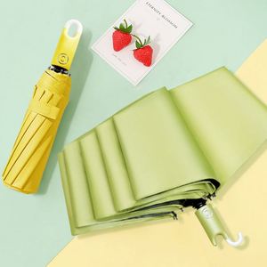 Good Quality Classic Triple Folding Hook <b>Ring</b> Buckle Reverse Automatic Iron Tube Rubber Handle Sunny & Rain Umbrella - Product Image 2