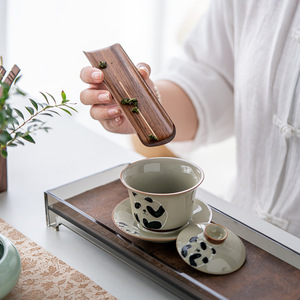 Guanlan Walnut Wood Tea Utensil Holder Square Storage <b>Box</b> For Tea Ceremony Tools Home Use - Product Image 4
