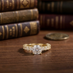 Bague de fiançailles Evanex personnalisée en argent 925 avec diamant Moissanite VVS 2 carats pour femme, plaquée or jaune, bijoux fins - Product Image 4