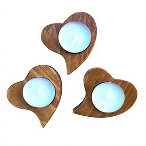 Heart Shape Wooden <b>Tea</b> Light Holder Set For Home Decoration Valentine'S Day - Product Image 1