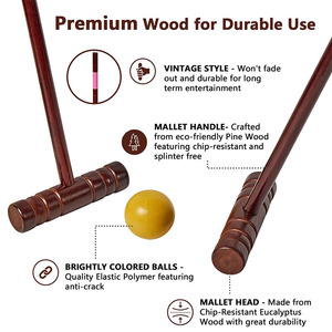 Maillets en bois de caoutchouc de taille réglementaire de 32 pouces Kit de croquette pour 8 joueurs avec ensemble de <span class=keywords><strong>croquet</strong></span> de luxe de 35 pouces pour adultes - Product Image 2