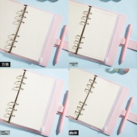 Carnet de notes A5 rigide en cuir PU avec 6 anneaux, rechargeable, pochettes pour cartes, 100 feuilles, journal rose mignon pour l'école, le travail, ou comme cadeau