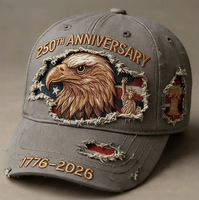 Casquette Unisexe 100% Coton de Haute Qualité avec Broderie Aigle USA, Édition Spéciale 250ème Anniversaire