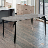 Usine chinoise vend des tables à manger réglables en verre trempé avec plateau en céramique et pieds en métal de luxe moderne personnalisés pour hôtel