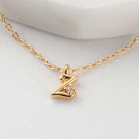 Collier avec pendentif lettre initiale en zircon plaqué or écologique en argent sterling 925, bijoux Gemnel 26 Alphabet