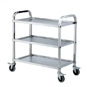 Vente directe d'usine de chariot de la livraison d'acier inoxydable à 3 niveaux pour l'équipement d'hôtel de cuisine de restaurant - Product Image 2