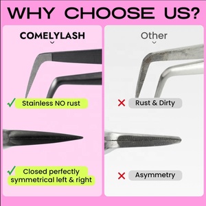 Comelylash <span class=keywords><strong>Pince</strong></span> à Épiler Blanche et Noire Nude pour Extensions de Cils à Pointe Fibre, Applicateur de Cils Or Rose, Kit de Pinces pour Extensions de Cils (SANS BOÎTE) - Product Image 4