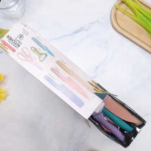 Stainless steel <b>kitchen</b> knife set wheat straw 6-piece set including <b>scissors</b> multi-functional chef's knife set - Product Image 3