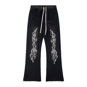 Pantaloni in pile stile americano Casual stile Hip Hop inverno in pile a vita media dritta con coulisse largo largo anteriore - Product Image 4