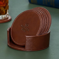 Sous-verre rond en cuir PU, résistant à la chaleur, antidérapant, pour tasses à café et à thé, décoration de table, logo personnalisé disponible