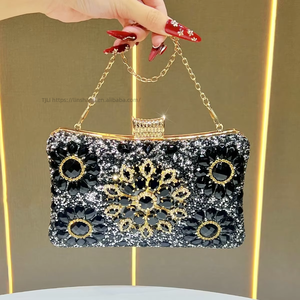 New <b>Cross</b>-border Ladies Diamond-encrusted Floral Pattern Evening Clutch Bag <b>With</b> <b>Chain</b> Strap for Women Tanjing - Product Image 1