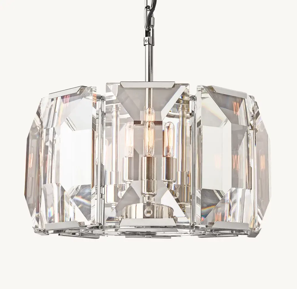 Sunwe Hot Sale Indoor Decorative Luxury Crystal Pendant Light Polished Stainless Steel 19 inch Harlow Crystal Round Chandelier
