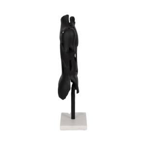 Scultura astratta in metallo a forma di torso con design traforato su base in marmo, pezzo d'arte decorativa moderna - Product Image 3