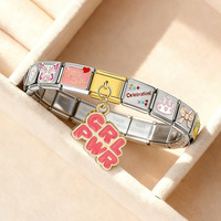 Groothandel Italiaanse Charm Armband Y2K Romantische roze Schattige Italiaanse Armband Schakel Roestvrijstalen Sieraden voor Vrouwen Valentijnscadeau