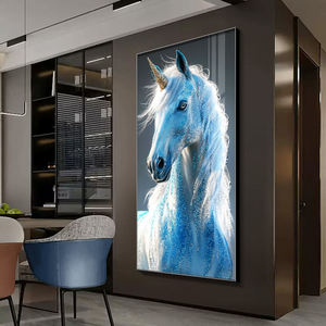 Peintures décoratives LED personnalisées de haute qualité, style luxueux, à motif <span class=keywords><strong>diamant</strong></span>, cheval bleu, art mural pour la maison - Product Image 5