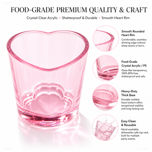 Bicchierini in Plastica a Forma di Cuore da 1,5 oz, Mini Coppe Colorate per Liquori, Ideali per San Valentino, Matrimoni, Addii al Nubilato - Product Image 3