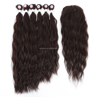 KEMY – Extensions de tissage bouclées naturelles de haute qualité avec closure en dentelle, pour femmes noires, en fibre résistante à la chaleur