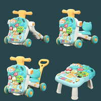 Trotteur 4-en-1 pour bébé avec roues et siège, table d'activités et poussette, jouet d'éveil pour tout-petit, centre d'apprentissage évolutif