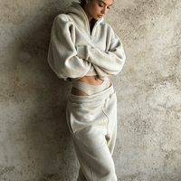 Ensemble de survêtement vintage personnalisé pour femme, 2 pièces, pantalon de jogging et sweat à capuche en molleton de coton zippé