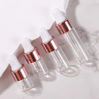 Vente en gros de flacons compte-gouttes en verre transparent de 1 ml, 2 ml, 3 ml, 5 ml, flacon d'échantillon d'huile essentielle pour sérum cosmétique, crème de soin de la peau, essai