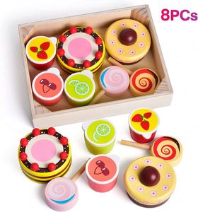 Juego de 8 Piezas de Postres de Madera para Niños, Juguete de Comida para Jugar - Product Image 2