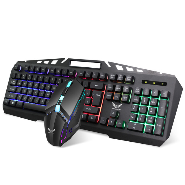 Wholesale 78 Keys RGB Backlit Metal Mechanical Keyboard Wireless Mouse Set with 2400 DPI Gaming in Stock Black Switch