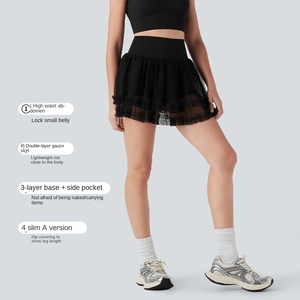 Aoyema Tenis Desgaste Malla Danza Ballet Deporte Pickle <span class=keywords><strong>Ball</strong></span> Falda Adelgazante Golf Falda Pickleball Traje Desgaste Con Interior Pantalones Cortos Bolsillo - Product Image 4