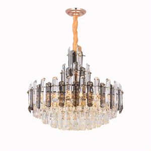 Luz de techo de cristal moderna personalizada de fábrica Iluminación de araña de cadena de hierro moderna - Product Image 2