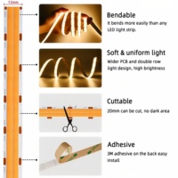 Bande lumineuse LED COB à double rangée ultra brillante 600LEDs/m 24V avec contrôle WiFi/application CRI 90 Rouleau de 5m Certifié CE/RoHS