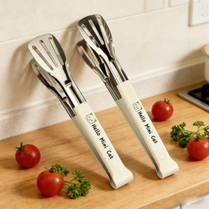 Pinzas para alimentos de acero inoxidable, 2 piezas, utensilios de cocina resistentes al calor para asar, freír y manipular carne - Product Image 2