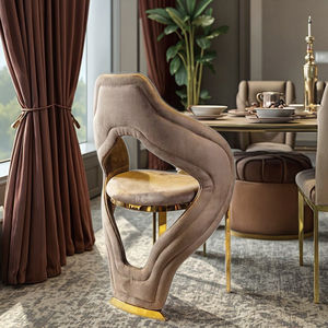 Silla de comedor de tela de terciopelo con Base de acero inoxidable moderna, sillas de comedor de restaurante doradas para fiesta de Hotel en casa - Product Image 1