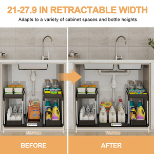 2 Tier Sliding Under Sink Organizers Plastic Home Organizer Storage Pull Out Under Cabinet Organizer - Product Image 5