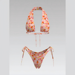 Mejore su oferta minorista con este bikini de dos piezas con estampado personalizado para mujer – Elegante detalle de nudo en la espalda - Product Image 1