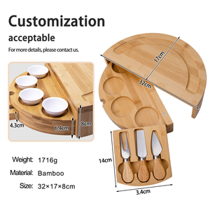 Planche à découper moderne en bambou <span class=keywords><strong>pour</strong></span> charcuterie et fromages, avec couteaux, idéale <span class=keywords><strong>pour</strong></span> l'extérieur et les fêtes de <span class=keywords><strong>Noël</strong></span>, en stock, vente en gros - Product Image 2