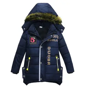 куртка для детей xl Suppliers-Новая детская одежда для мальчиков с капюшоном модная теплая зимняя куртка для мальчиков с подкладкой