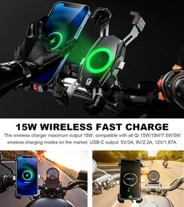 Support de téléphone pour moto Kewig, charge rapide sans fil Qi15W+PD20W, verrouillage à un clic, étanche IP66, rotation à 360° pour la conduite - Product Image 3