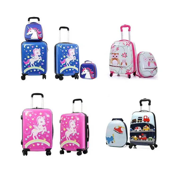 Wholesale 16 18 20 inch cheapest fashion cartoon kids hard suitcase luggage with scooter for children