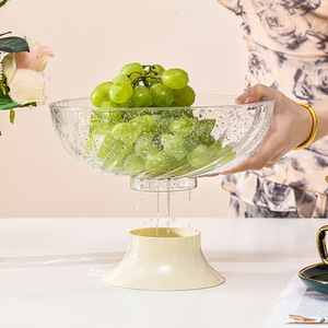 Frutero con tapa, contenedor de plástico para almacenamiento, para cocina, sala de estar, soporte de exhibición para dulces y bocadillos, diseño decorativo con forma de arco. - Product Image 4