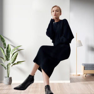 D0408ME08 nuovissimo prodotto Casual tinta unita aderente maglione manica lunga 2 pezzi vestito Sehe Fashion - Product Image 3