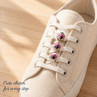Breloques de chaussures Coccinelle à enfiler pour lacets de baskets, en émail rose, alliage de zinc, amovibles, accessoires de chaussures DIY, personnalisables OEM