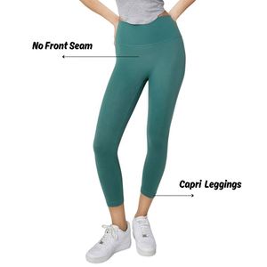 Leggings Capri de Cintura Alta sin Costura Delantera <span class=keywords><strong>para</strong></span> Mujer, <span class=keywords><strong>para</strong></span> Yoga, Gimnasio y Entrenamiento - Product Image 1