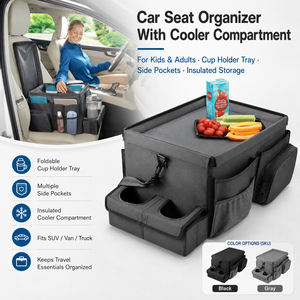 Auto-Rücksitz-Organizer mit Kühlfach, Getränkehalter, Ablage und Seitentasche, Faltbare Auto-Aufbewahrungstasche für Familienreisen, Kofferraum-Organizer - Product Image 3