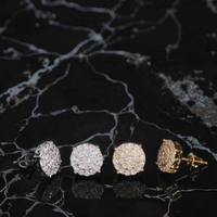 Boucles d'oreilles clous en argent massif 925, serties de moissanite VVS de 10 mm, style rappeur, pour femmes et hommes, idéales pour les soirées