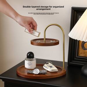 Présentoir de rangement mobile double couche en bambou pour bijoux et clés, plateau d'entrée pour lunettes de soleil - Product Image 4