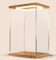 Vitrine d'exposition LED moderne DAYU en acrylique transparent multi-tailles avec base en bois