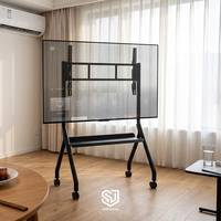 Support TV mobile robuste avec étagère, réglable en hauteur, sur roulettes, pour montage mural ou sur pied, OEM