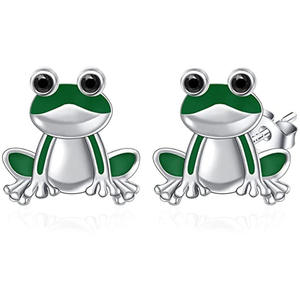 Pendientes de rana verde E1918, aleación de zinc chapada en plata, dibujos animados, lindos, unisex, joyería de moda, regalo para mujeres y hombres - Product Image 1