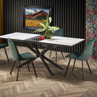 Table à manger extensible personnalisée moderne de haute qualité Table à manger extensible de luxe en marbre artificiel blanc à base de métal classique