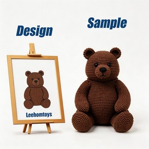 Leehom <span class=keywords><strong>Orsetto</strong></span> <span class=keywords><strong>Amigurumi</strong></span> Marrone Seduto Lavorato a Mano all'Uncinetto, Peluche, Giocattolo Personalizzato OEM, per Baby Shower - Product Image 3
