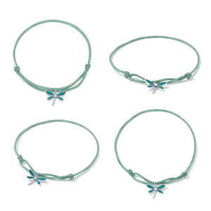 New Summer <strong>Dragonfly</strong> Zircon Orthodox Silver Plated Cross Shape Adjustable <strong>Bracelet</strong> for Men Women Drip Oil Insect Hand Jewelry - Product Image 2